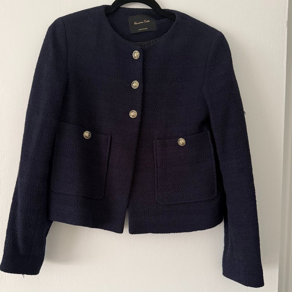 Massimo Dutti - Navy Tweed Jacket, size S, perfect condition